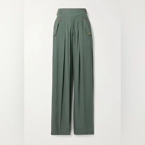 ULLA JOHNSON High-Waisted Olive Green Wide-Leg Pants